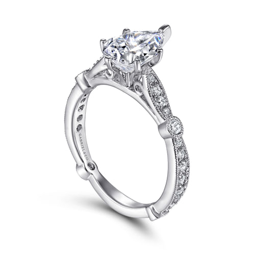 14K White Gold Pear Shape Diamond Engagement Ring