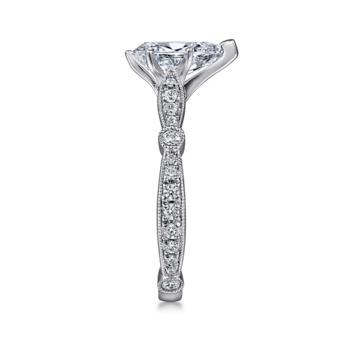 14K White Gold Pear Shape Diamond Engagement Ring
