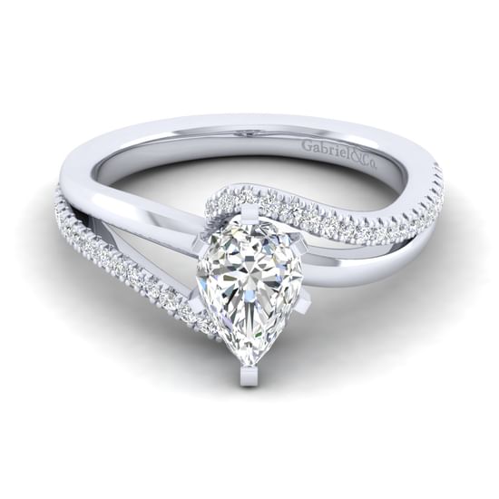Gabriel - 14K White Gold Pear Shape Diamond Engagement Ring