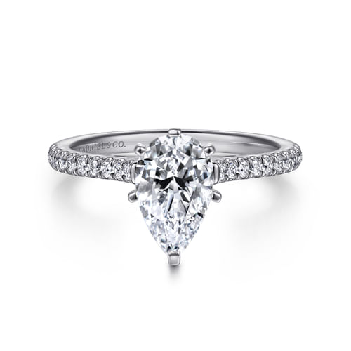 14K White Gold Pear Shape Diamond Engagement Ring