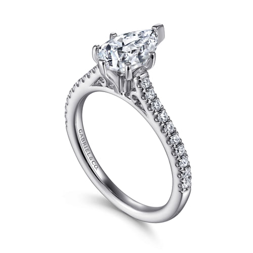14K White Gold Pear Shape Diamond Engagement Ring