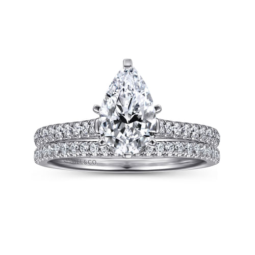 14K White Gold Pear Shape Diamond Engagement Ring