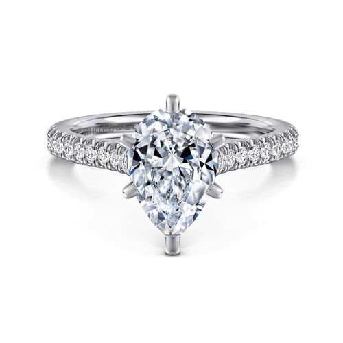 14K White Gold Pear Shape Diamond Engagement Ring