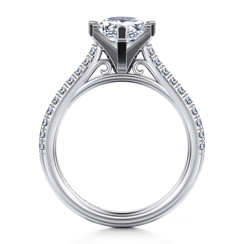 14K White Gold Pear Shape Diamond Engagement Ring