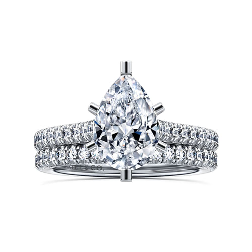 14K White Gold Pear Shape Diamond Engagement Ring