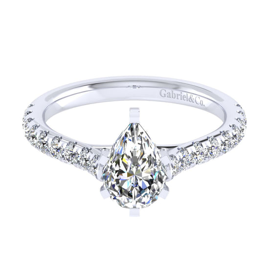 Gabriel - 14K White Gold Pear Shape Diamond Engagement Ring