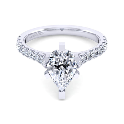 14K White Gold Pear Shape Diamond Engagement Ring