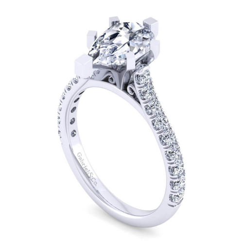 14K White Gold Pear Shape Diamond Engagement Ring
