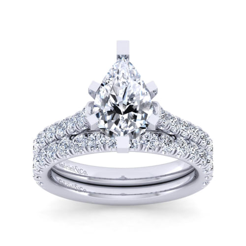 14K White Gold Pear Shape Diamond Engagement Ring