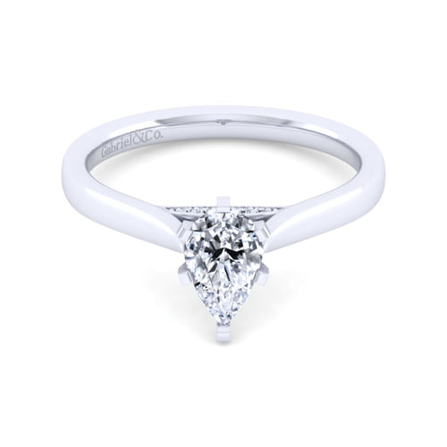 14K White Gold Pear Shape Diamond Engagement Ring