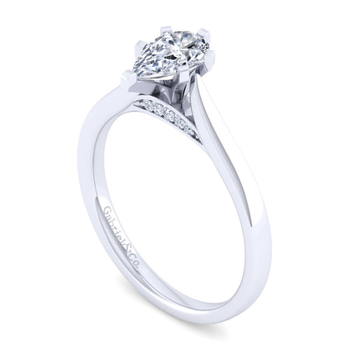 14K White Gold Pear Shape Diamond Engagement Ring