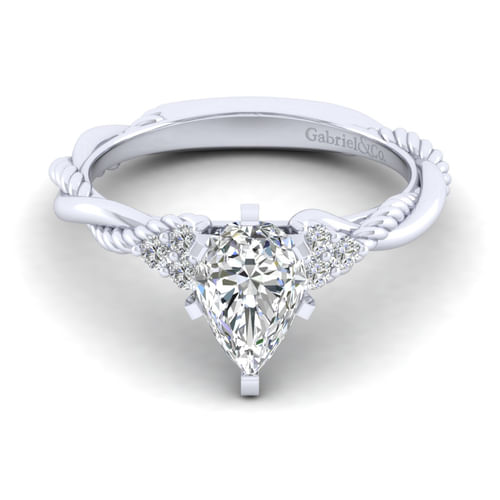 14K White Gold Pear Shape Diamond Engagement Ring