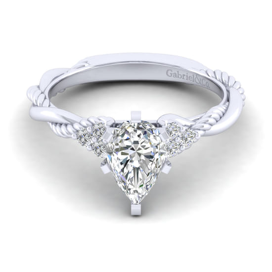 Gabriel - 14K White Gold Pear Shape Diamond Engagement Ring