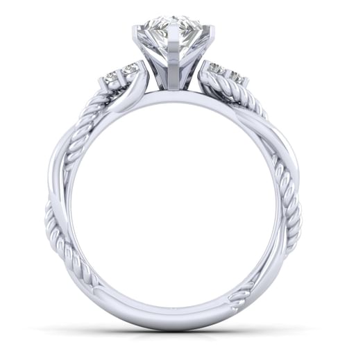 14K White Gold Pear Shape Diamond Engagement Ring