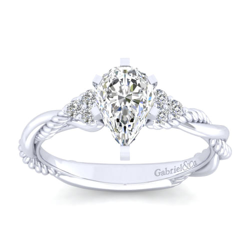 14K White Gold Pear Shape Diamond Engagement Ring