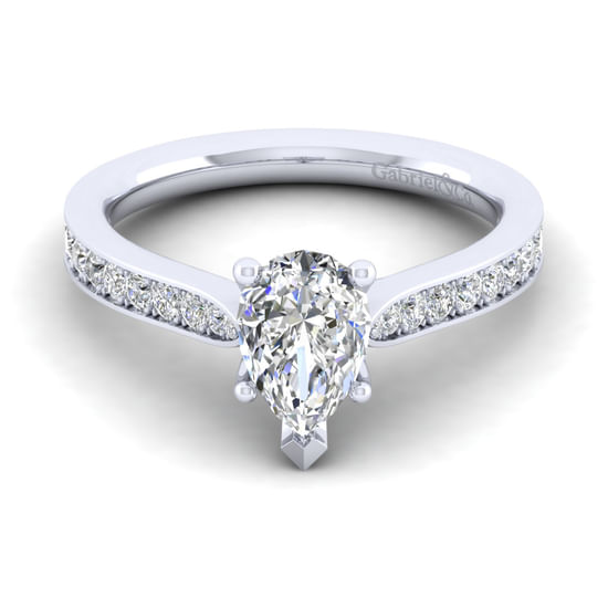 Gabriel - 14K White Gold Pear Shape Diamond Engagement Ring