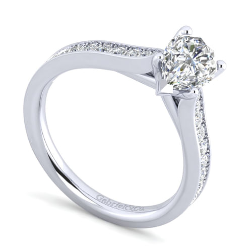 14K White Gold Pear Shape Diamond Engagement Ring