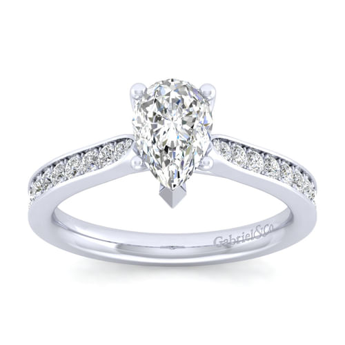 14K White Gold Pear Shape Diamond Engagement Ring