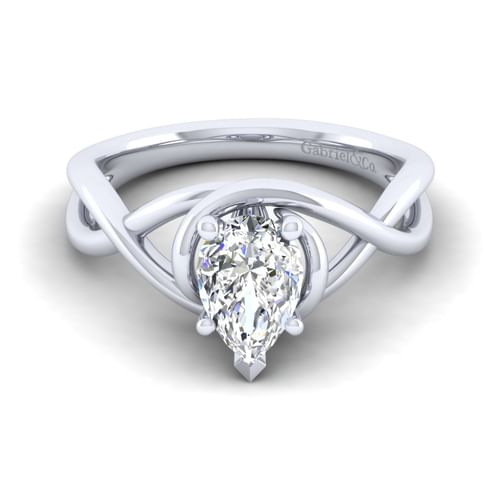 14K White Gold Pear Shape Diamond Engagement Ring