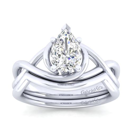 14K White Gold Pear Shape Diamond Engagement Ring