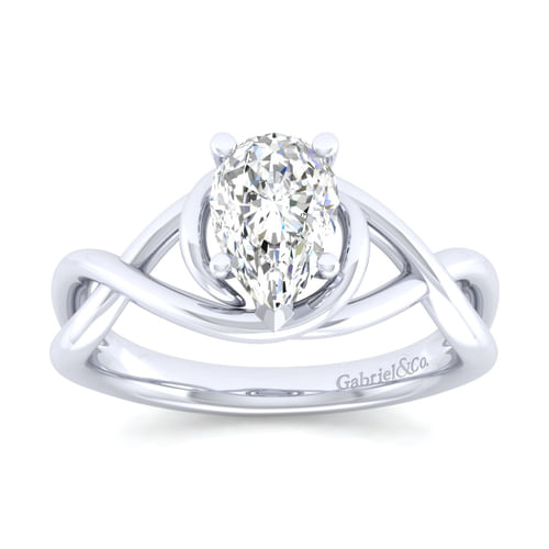 14K White Gold Pear Shape Diamond Engagement Ring