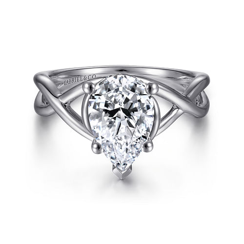 14K White Gold Pear Shape Diamond Engagement Ring