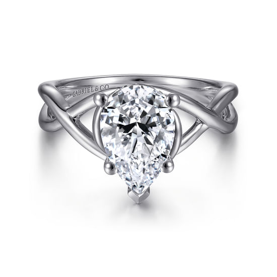 Gabriel - 14K White Gold Pear Shape Diamond Engagement Ring