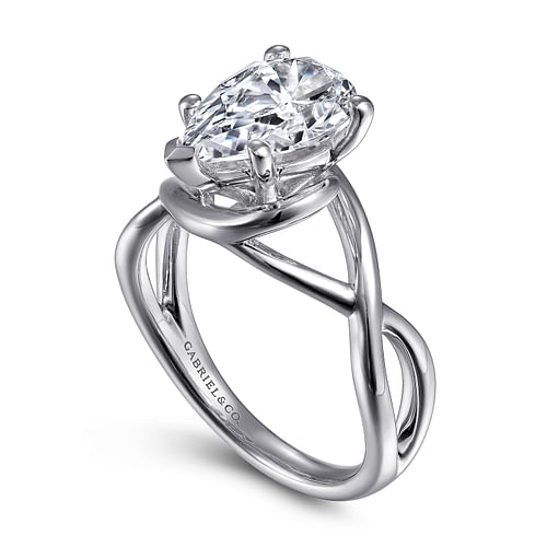 14K White Gold Pear Shape Diamond Engagement Ring