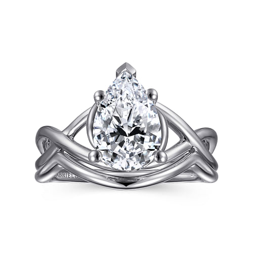 14K White Gold Pear Shape Diamond Engagement Ring