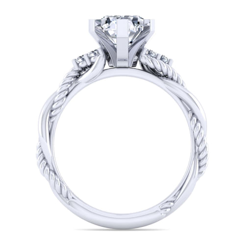 14K White Gold Pear Shape Diamond Twisted Engagement Ring