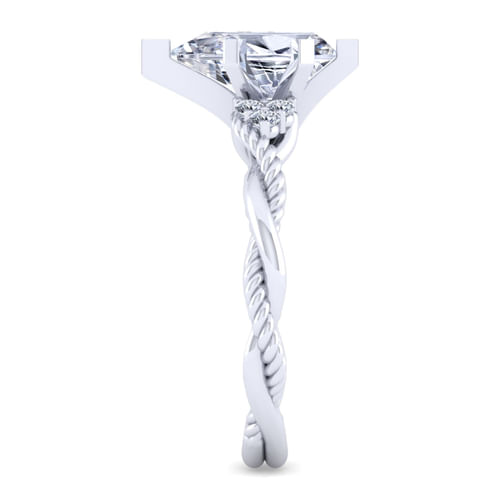 14K White Gold Pear Shape Diamond Twisted Engagement Ring