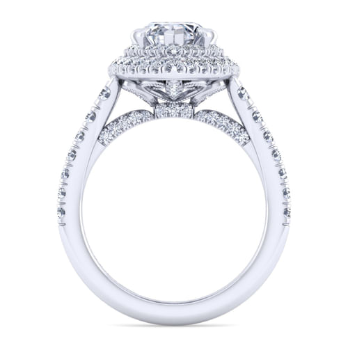14K White Gold Pear Shape Double Halo Diamond Engagement Ring
