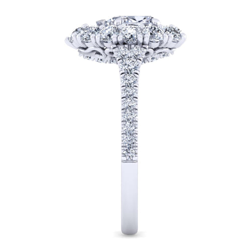 14K White Gold Pear Shape Double Halo Diamond Engagement Ring