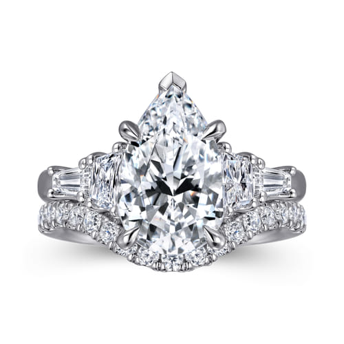 14K White Gold Pear Shape Five Stone Diamond Engagement Ring 14K White Gold Pear Shape Five Stone Diamond Engagement Ring