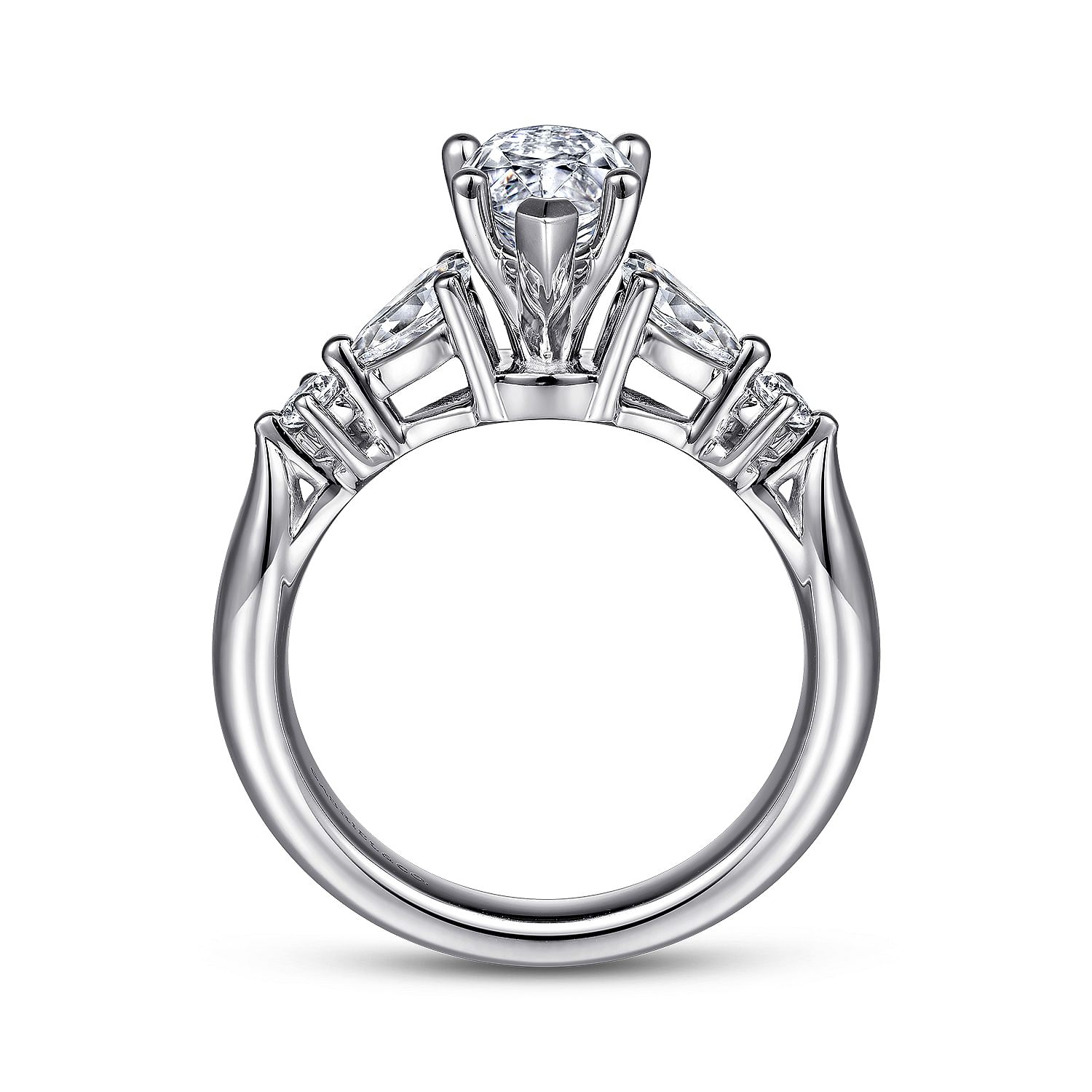 14K White Gold Pear Shape Five Stone Diamond Engagement Ring