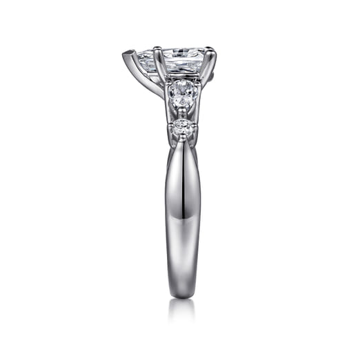 14K White Gold Pear Shape Five Stone Diamond Engagement Ring