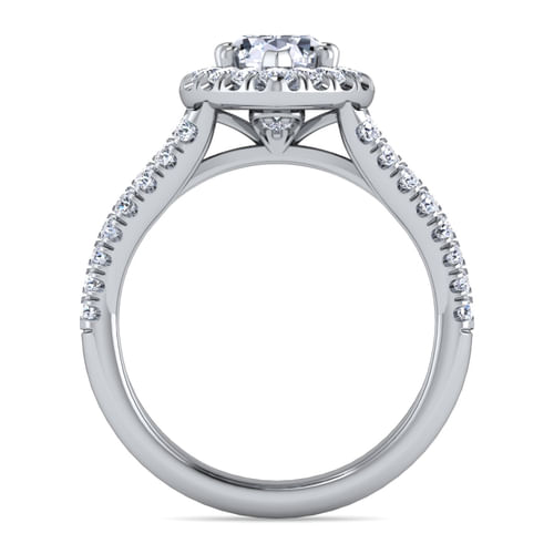 14K White Gold Pear Shape Halo Diamond Engagement Ring