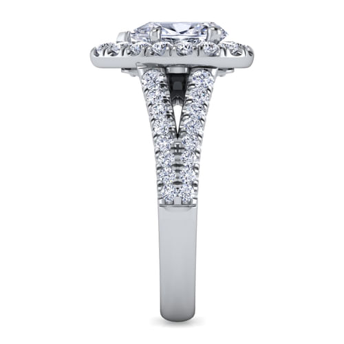 14K White Gold Pear Shape Halo Diamond Engagement Ring