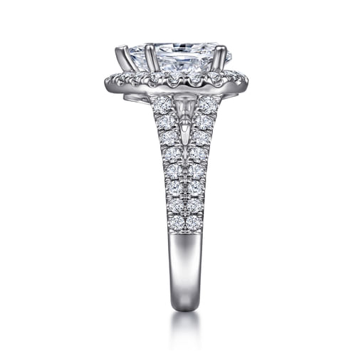 14K White Gold Pear Shape Halo Diamond Engagement Ring