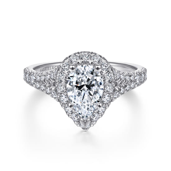Gabriel - 14K White Gold Pear Shape Halo Diamond Engagement Ring Gabriel - 14K White Gold Pear Shape Halo Diamond Engagement Ring