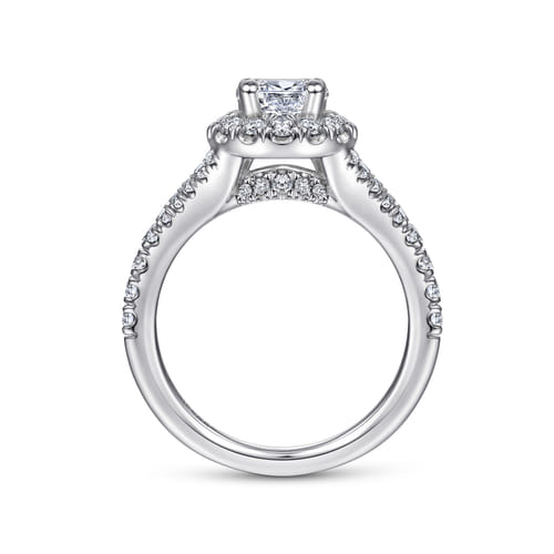 14K White Gold Pear Shape Halo Diamond Engagement Ring