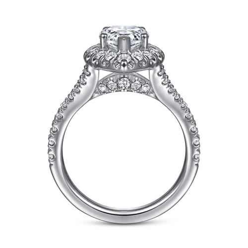 14K White Gold Pear Shape Halo Diamond Engagement Ring
