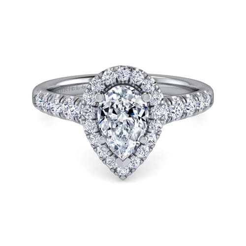 14K White Gold Pear Shape Halo Diamond Engagement Ring 14K White Gold Pear Shape Halo Diamond Engagement Ring