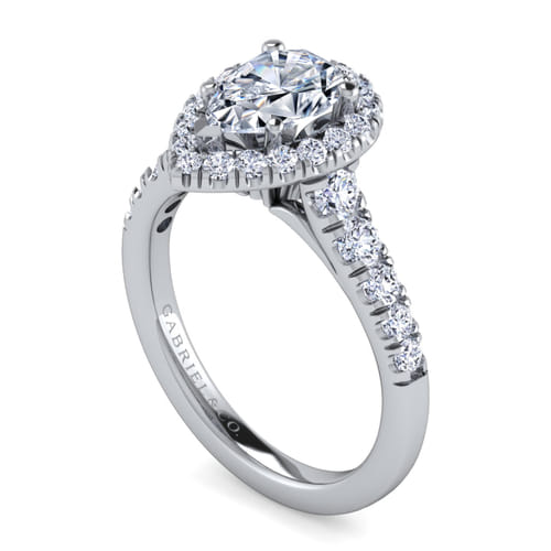 14K White Gold Pear Shape Halo Diamond Engagement Ring 14K White Gold Pear Shape Halo Diamond Engagement Ring