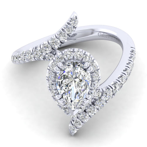 14K White Gold Pear Shape Halo Diamond Engagement Ring 14K White Gold Pear Shape Halo Diamond Engagement Ring