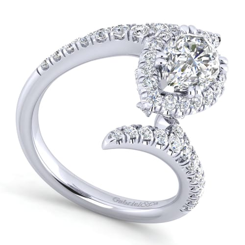14K White Gold Pear Shape Halo Diamond Engagement Ring 14K White Gold Pear Shape Halo Diamond Engagement Ring