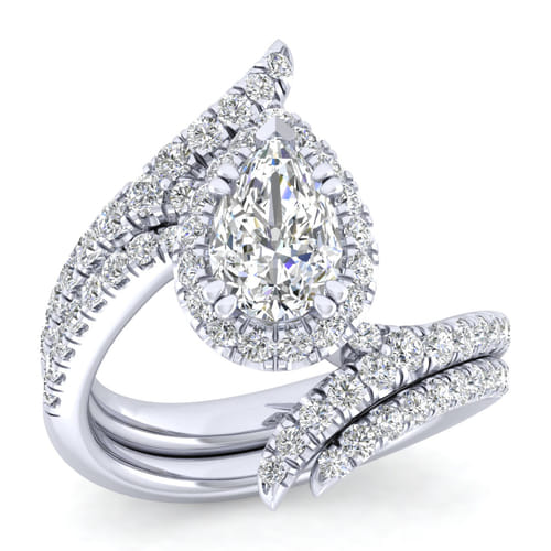 14K White Gold Pear Shape Halo Diamond Engagement Ring 14K White Gold Pear Shape Halo Diamond Engagement Ring