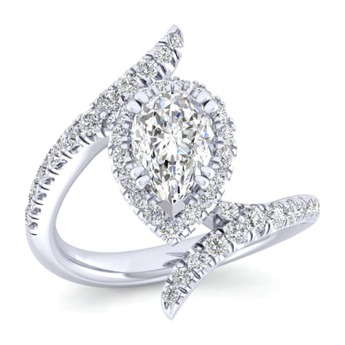 14K White Gold Pear Shape Halo Diamond Engagement Ring 14K White Gold Pear Shape Halo Diamond Engagement Ring