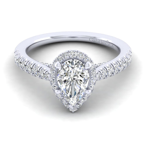 14K White Gold Pear Shape Halo Diamond Engagement Ring 14K White Gold Pear Shape Halo Diamond Engagement Ring