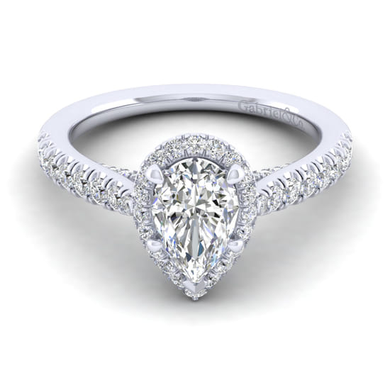 Gabriel - 14K White Gold Pear Shape Halo Diamond Engagement Ring Gabriel - 14K White Gold Pear Shape Halo Diamond Engagement Ring